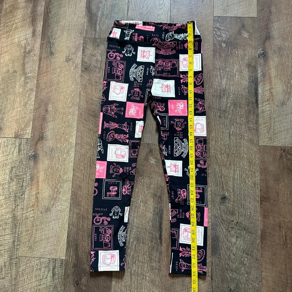 Girls LuLaRoe Pink Belle & Black Toy Story Leggings set 2